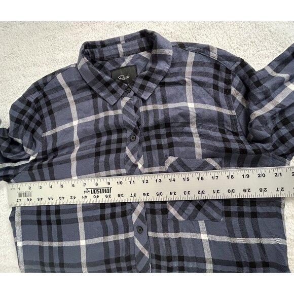 Rails Hunter Womens Plaid Long Sleeve Shirt Hunter Twilight Ebony White Medium - Picture 7 of 8